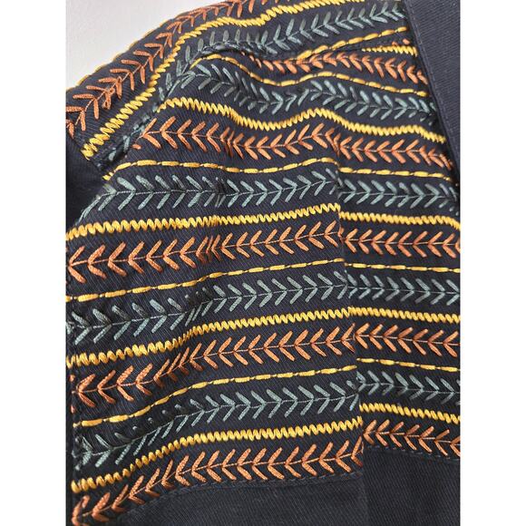 NWT DENIM & CO Black Embroidered Cotton Twill Utility Jacket 3X Boho Western - Picture 9 of 15